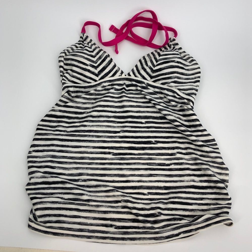 BEACH BUMP by Motherhood Maternity Striped Halter Tankini Top Stripe‎
